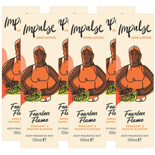 6 x Impulse Body Spray Fearless Flame 100ml - Bergamot & Orange Scent Mist
