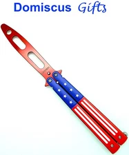 9 1/4" NEW WarTech AMERICAN Flag BUTTERFLY PRACTICE Training POCKET KNIFE Knives