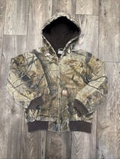 Vintage Carhartt Realtree Camo Hooded Jacket Quilted Duck Canvas Youth M 10-12