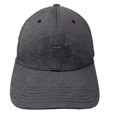 Under Armour Gray Baseball Cap Size L Fitted Rubber Logo Threadborne Hat Sport
