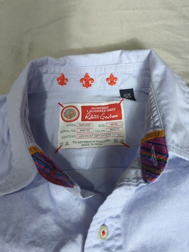 Robert Graham Jeans Shirt Men’s M Solid Blue Button Up Shirt - Picture 3 of 5