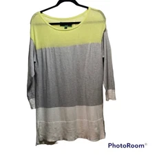 C. Wonder Womens Color Blocked 3/4 Length Sleeve Lightweight Sweater Tunic Sz L 