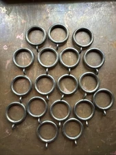 Lot Of 18 Iron Curtain Drapery Rings BROWN BRONZE w/ Eyelet Forged Iron