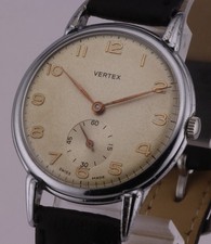 Vintage Mens Vertex Review chrome plated wristwatch.Cal 77.Hand wind 15 jewels.