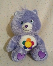Care Bears 2006 Harmony Bear Fluffy Purple Stuffed Animal Plush Toy 12"