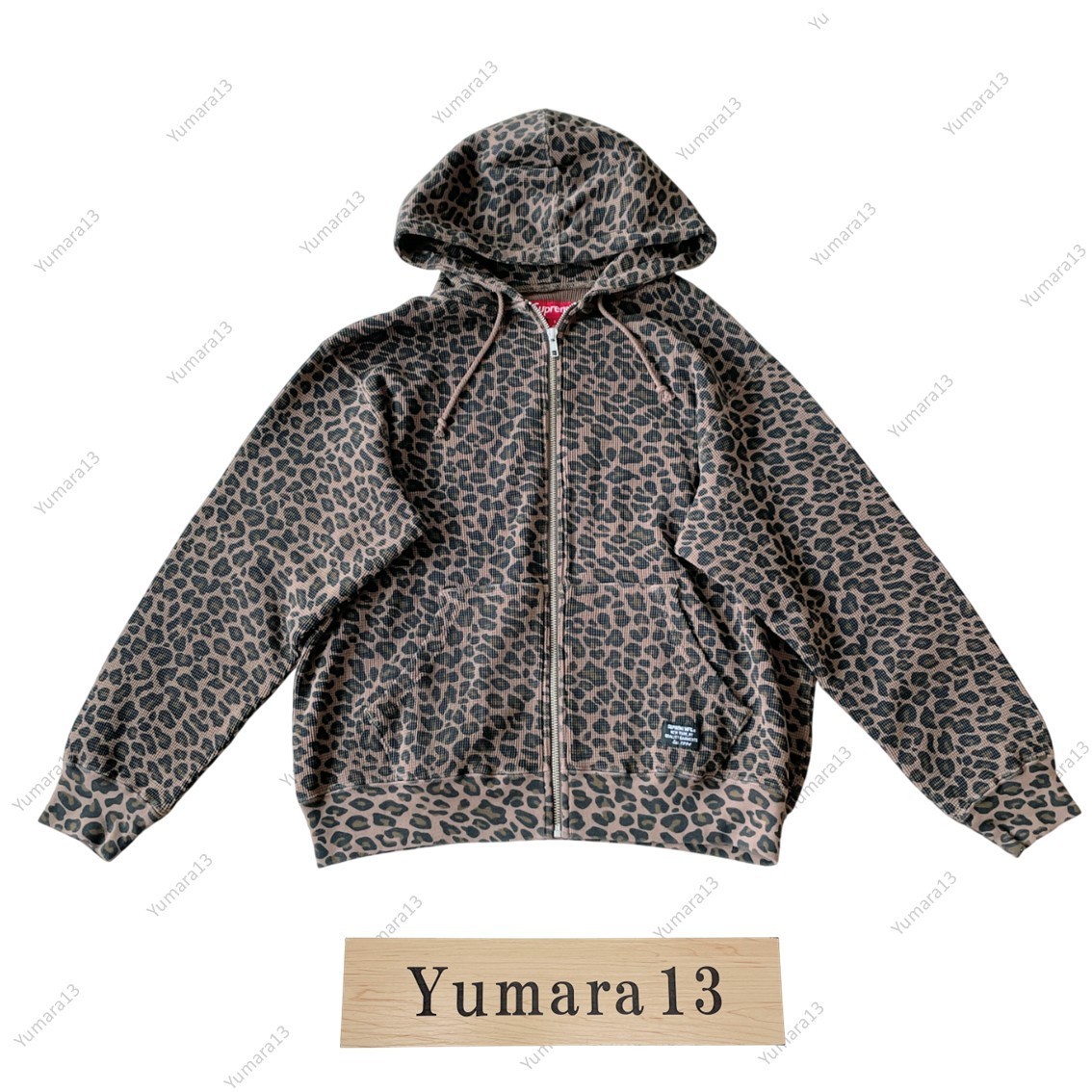 Supreme Hooded Zip Up Thermal Black Gray Purple Leopard 4colors