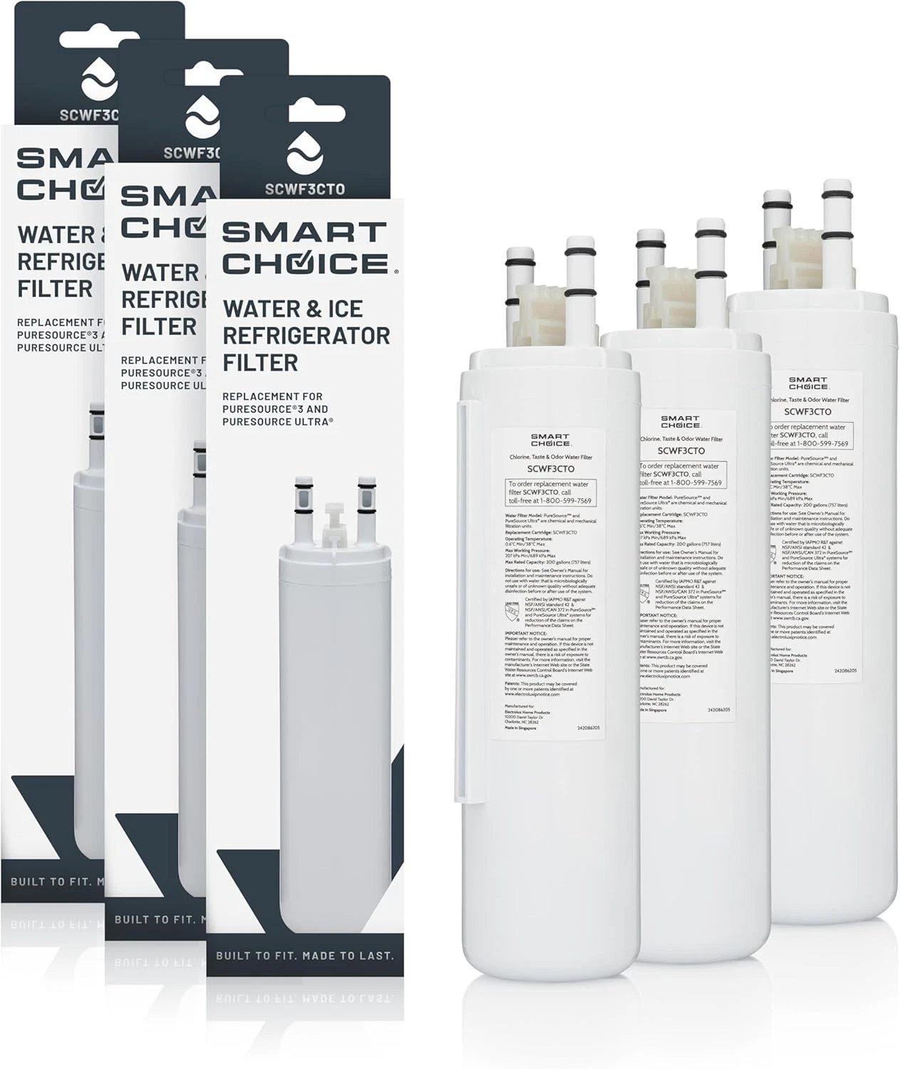 3-Pack Smart Choice Genuine Refrigerator Ice Filter for Frigidaire SCWF3CTO3PK
Opens in a new window