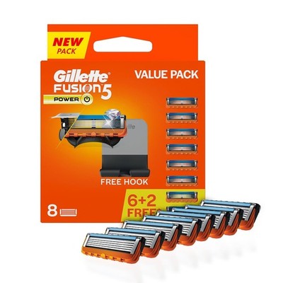 Gillette Fusion 5 Power Cartridges Shaving Blades For Razor Pack Of 8
