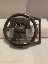 Liberty Bell Pass Stow Symbol of American independence Vintage Belt Buckle USA