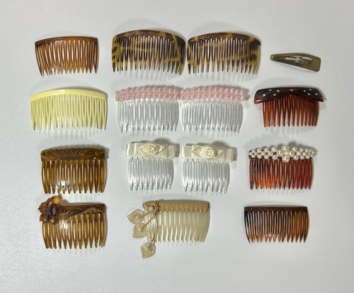 Lot Of 14 Vintage Hair Combs Accessories Various Styles