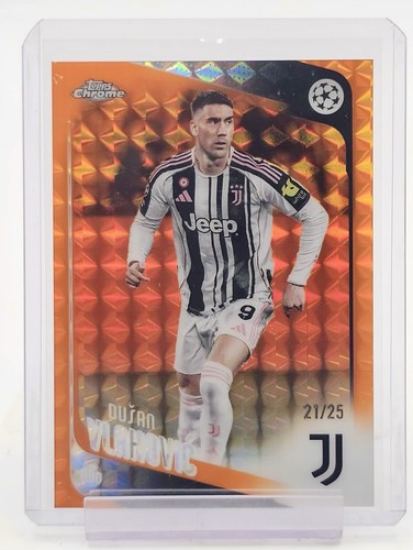 DUSAN VLAHOVIC 2025-26 TOPPS CHROME UEFA ORANGE GEOMETRIC /25 #175