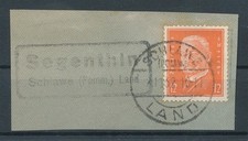 867652) DR Briefstück mit Landpoststpl. Segenthin Schlawe Pommern Land 