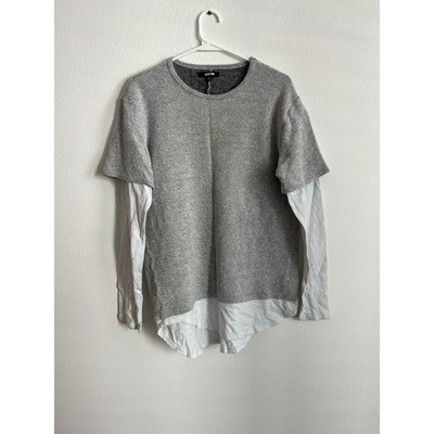 Jackson Men Gray White Layered Double Sleeve Long Sleeve Shirt Small Streetwear
