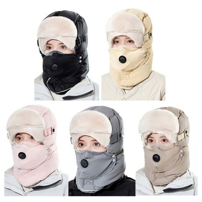 Winter Trapper Hat Riding Skiing Hat with Goggles Outdoor Windproof Hunting Hat