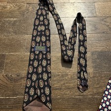 Vintage Chaps Ralph Lauren 100 Silk Tie Black Multicolor Geometric USA Made