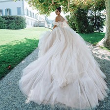 Beading Lace Tulle Wedding Dresses Shoulder Straps Lace Up Princess Gowns