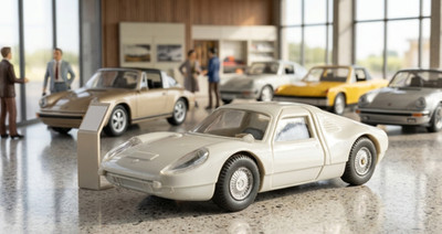 wiking Porsche Carrera grauweiß mit eingesetztem LKR  1966-76 TOP