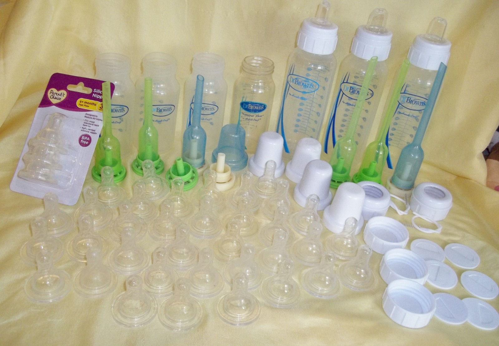 4oz & 8oz Natural Flow Nipples Lids Seals Clean