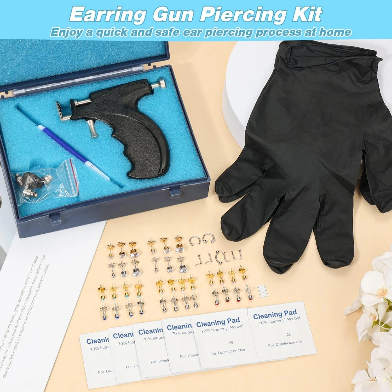 Professional Ear Piercing Gun Kit, Reusable Ear Piercing Machine with Colorful C - product detail image 5