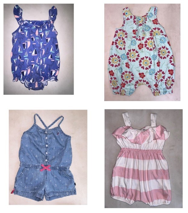 4 SUNSUITS * BUBBLE ROMPERS * 18-24mo RALPH LAUREN-FRESH PRODUCE-NAUTICA-CARTERS