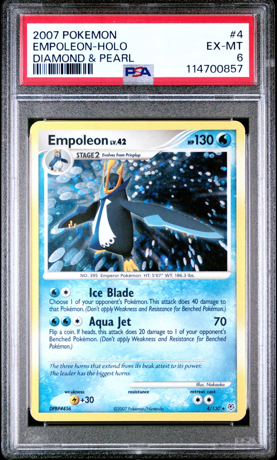 Pokemon TCG Empoleon 4/130 2007 Diamond & Pearl Holo Rare Card - PSA 6
