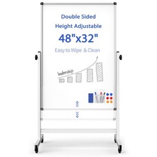 Rolling Whiteboard on Wheels, Double-Sided Magnetic Dry Erase Board with Stan...
