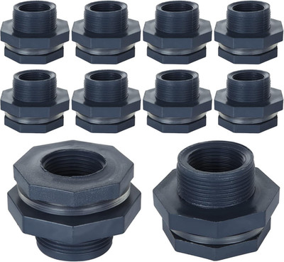 10PCS 1 Inch PVC Bulkhead Fitting, Double Threaded Bulkhead Water Tank Connector