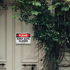 2 PC Please Keep Gate Closed Sign - 10"x7" Aluminum Keep Gate Closed Sign Dog...