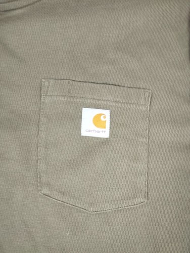 Carhartt Men 2XL Relaxed Fit Henley Shirt Olive Green Long Sleeve Work Pocket - Bild 4 von 4