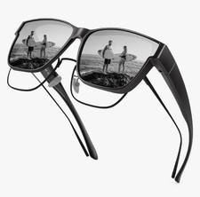 URUMQI Black Sunglasses Fit Over Glasses Polarized UV400 Protection