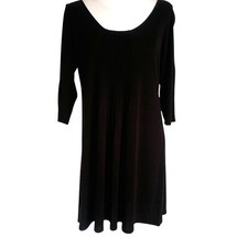 Eileen Fisher Silk Dress Small Black Women’s Pintuck Scoop Neck Popover