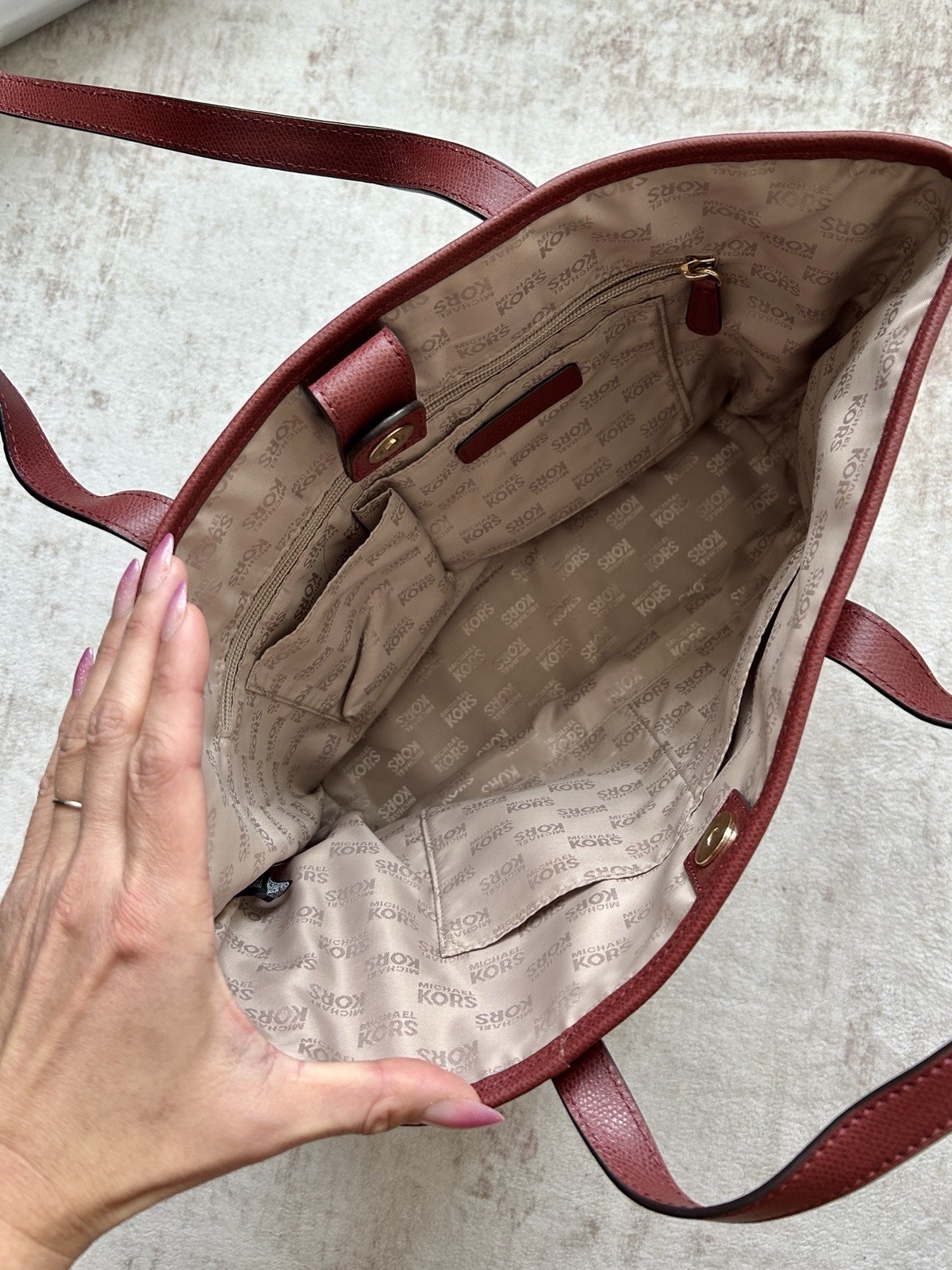 Michael Kors Small Travel Tote Bag Brick Leather thumbnail 6