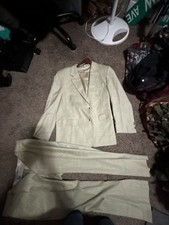 Vintage Textured Beige Two-Piece Sport Coat and Trouser Suit