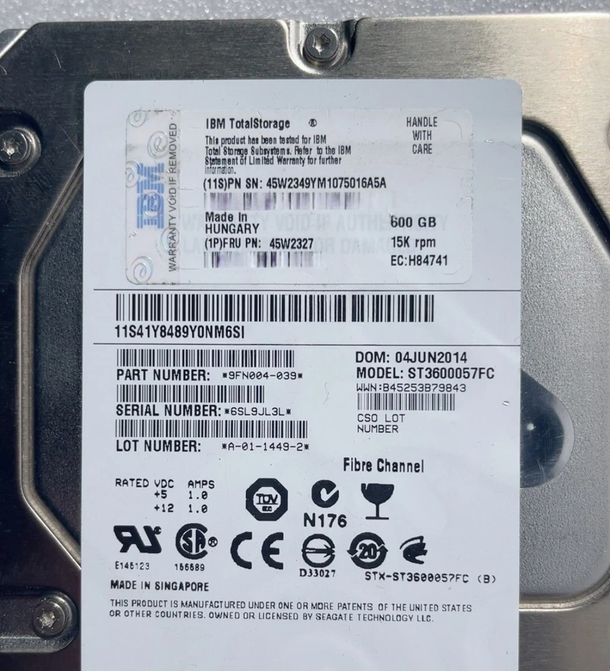 IBM 45W3387 45W2327 45W2349 600GB 15K 3.5" LFF DS8000 DS8700 FC Hard Drive HDD - Image 3 of 4