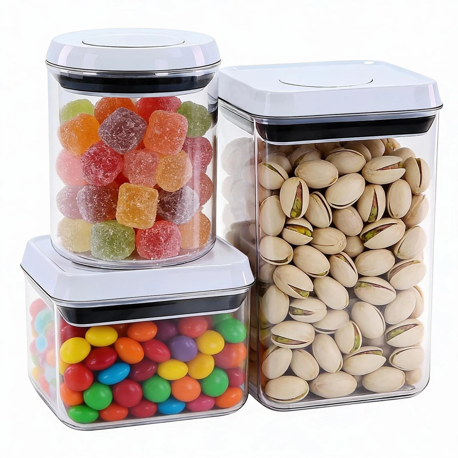 Pop Airtight Food Storage Containers with Lids, Push Button Seal BPA-Free for...