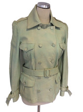  MULBERRY PALE GREEN WASHED OUT SOFT DOUBLE BREASTED LEATHER JACKET SIZE 10
