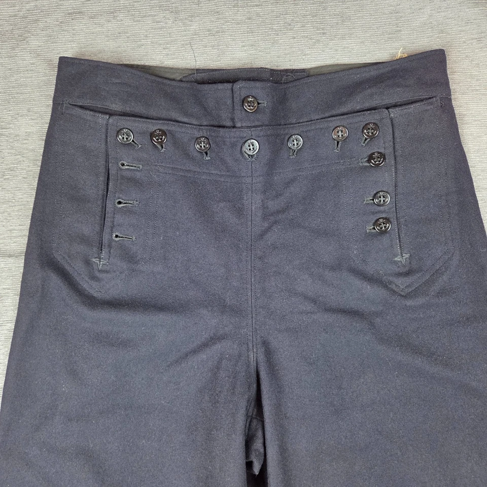 Navy Sailor True Vintage Wool Pants 32 x 28.5 Lace Back Bell Bottom Cracker Jack - Image 3 of 4