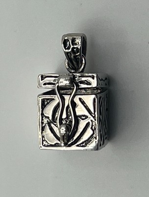 Wunschdose Charm Anhänger 925 Sterling Silber Open Close Lock verzierte Details 6g