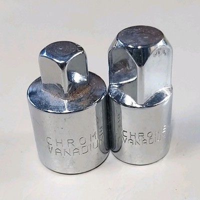Chrome Vanadium Steel Adapter Set Chrome Finish 2 Pieces Silver 