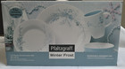 Pfaltzgraff Winter Frost 16 Pc Dinnerware Set Lav/Blue Holly Berries, Cones NIB