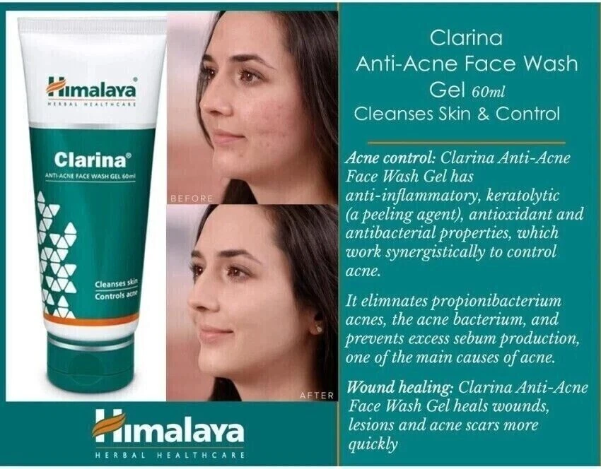 Himalaya Herbals CLARINA ANTI ACNE FACE WASH GEL 60ml FREE SHIP eBay