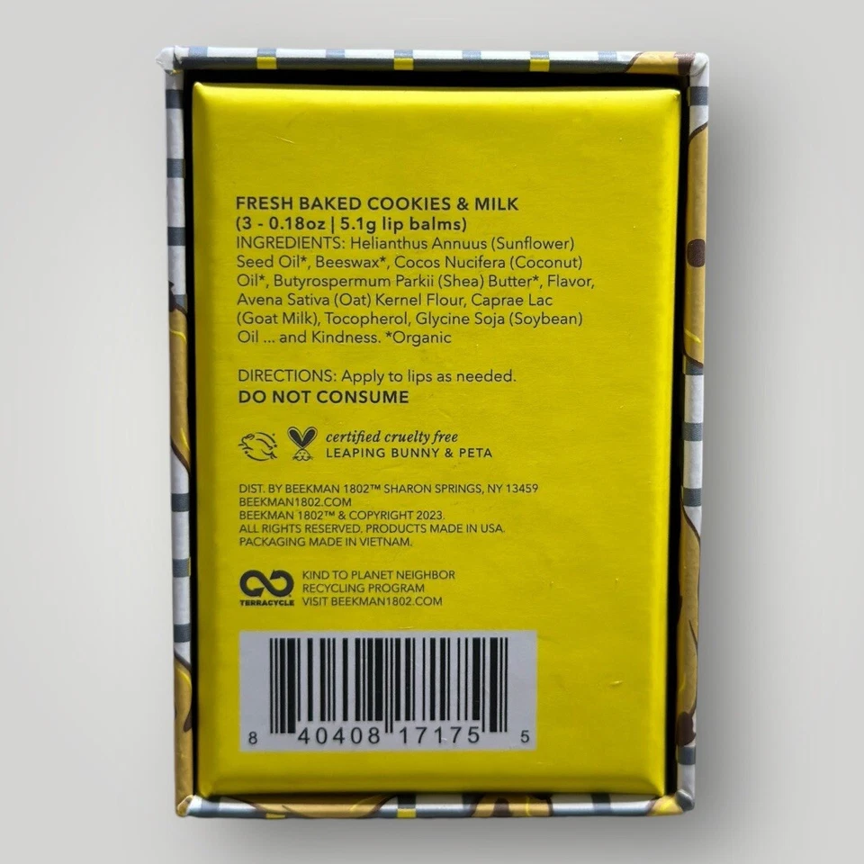 Beekman 1802 Juego de 3 piezas Bálsamo Labial Nestlé Toll House Nuevo en caja Foto 2 de 3