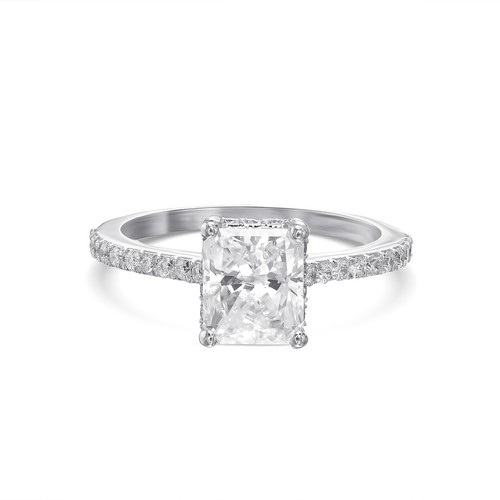 18k White Gold Ring E VVS2 1.50 Ct Lab-grown Diamond IGI Certified Love Gift - Picture 1 of 6