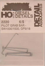 Detail Associates 2220 HO Scale Pilot Grab Irons -- SW/GP, 8'4" pkg(6)