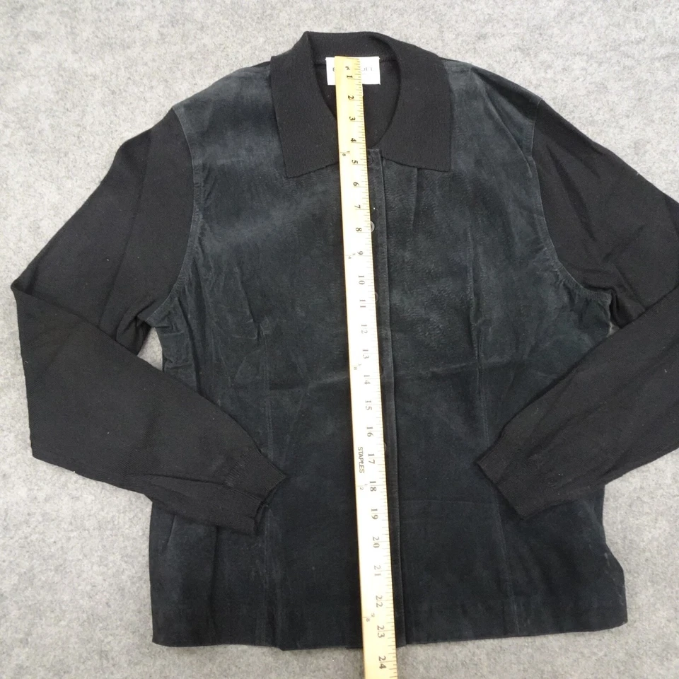 Chaqueta De Colección Emanuel Ungaro Mujer Grande L Negro Gamuza Lana Abrigo Abotonado Foto 4 de 4