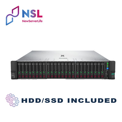 HP DL380 Gen10 24SFF 2x Gold 6152 2.1GHz =44C 64GB P408i-a 2x 1.2TB SAS 4xRJ45