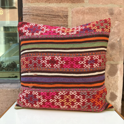 Kelim Kissenhülle 60x60 cm handgewebt Sitzkissen vintage Boho Teppich Kilim