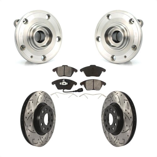 Front Hub Bearing Drill Slot Brake Rotor Pads Kit Fits Volkswagen Jetta Beetle C - Picture 1 of 12