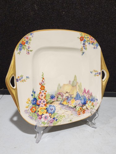 Vintage Hampton Ivory Old England Garden Cake Serving Platter Square Plate