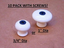 10 PACK - Wooden IVORY Screw Through Cabinet Drawer Door Knob Pull 3/4" or 1" ES